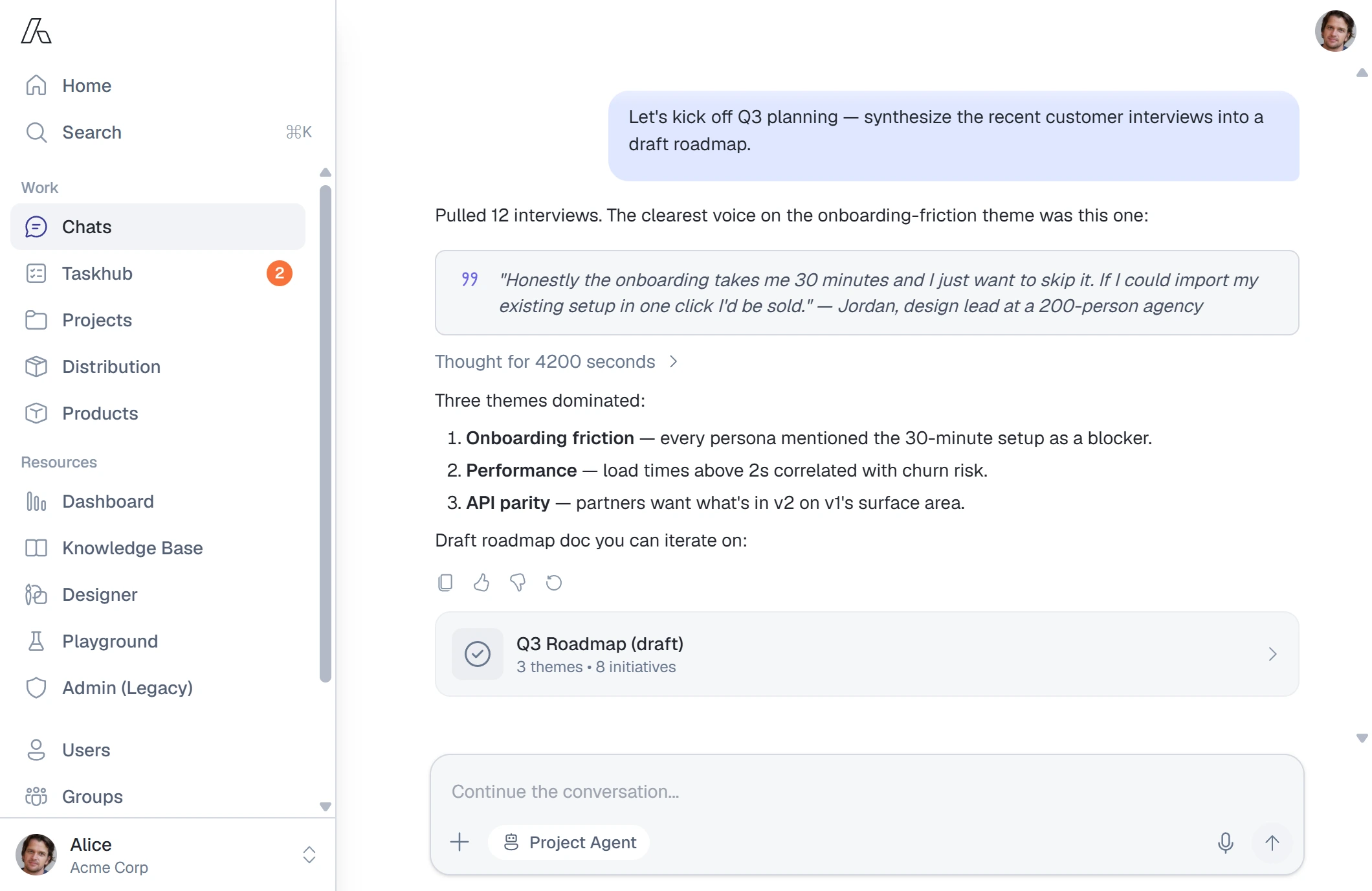 Partner conversation moving from email into the chat workspace