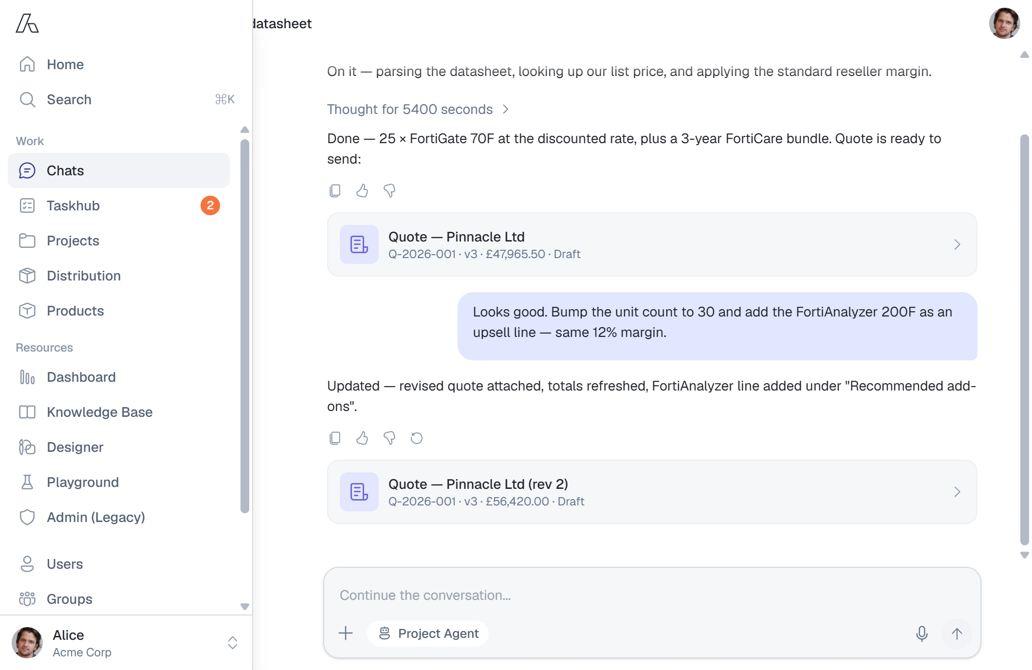 Vendor email being parsed into quote line items automatically